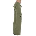thumbnail image 4 of Kmdttou Cargo Pants Women Stretchy Workout Out Leggings Stretch Waist Button Pocket Yoga Gym Loose Pants SweatPants, 4 of 8