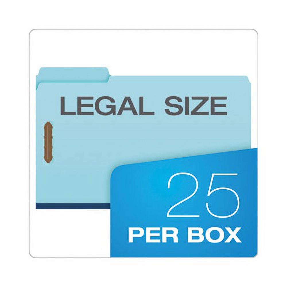 Heavy-Duty Pressboard Folders with Embossed Fasteners Legal Size, Blue, 25/Box