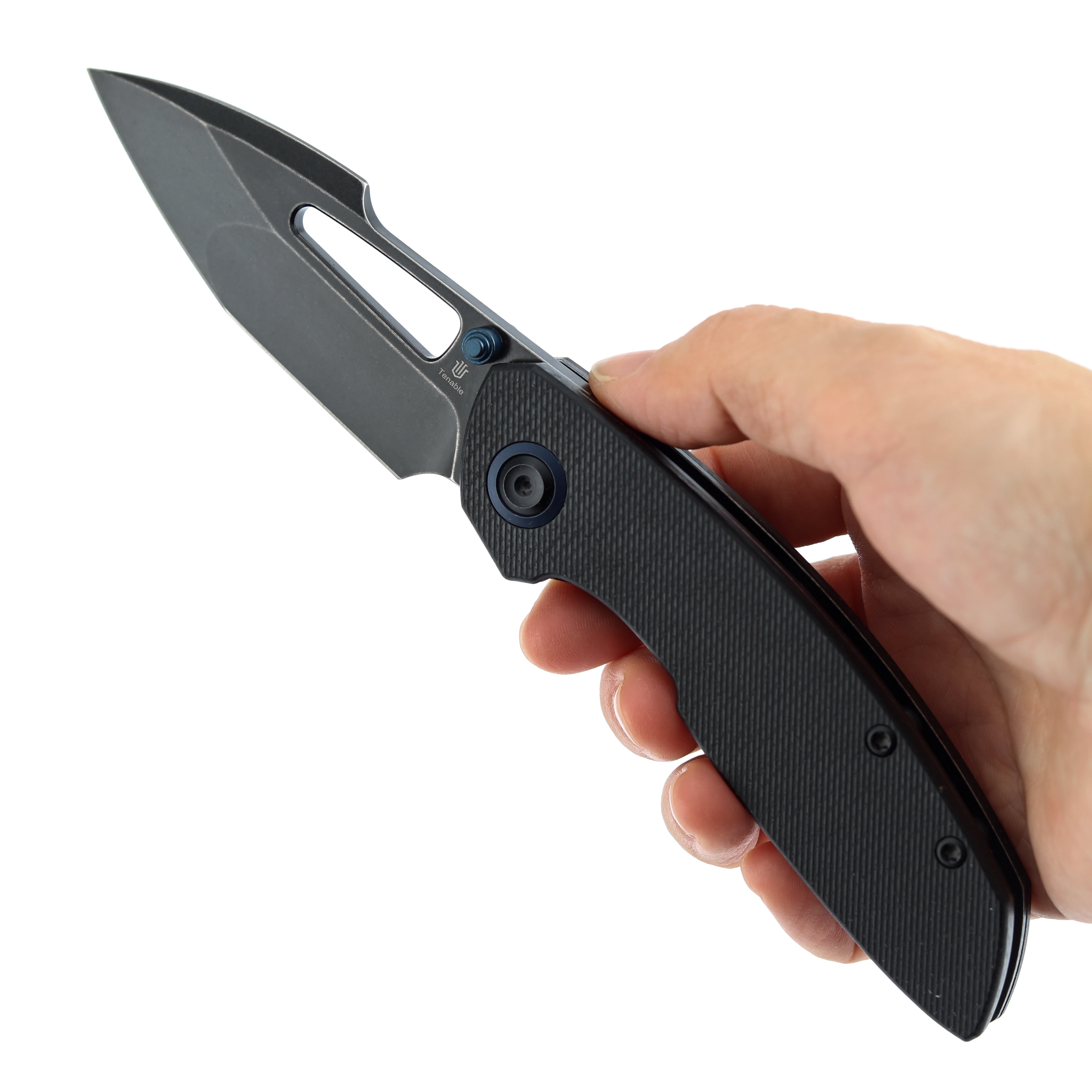 Tenable Link Folding Knife 3.0" Blackwash 14C28N Blade Black Micarta Handle B1068A4