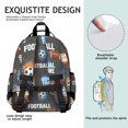 thumbnail image 5 of Football and Text Grey Pattern Cute School Backpack Bag for School with Padded Back and Adjustable Shoulder Straps 15.25"x11.5"x5.25", 5 of 5