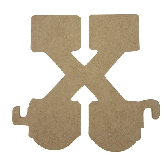 11" Wooden Letter X Unfinished, Train Font, Craft Cutout 1/4" Thick