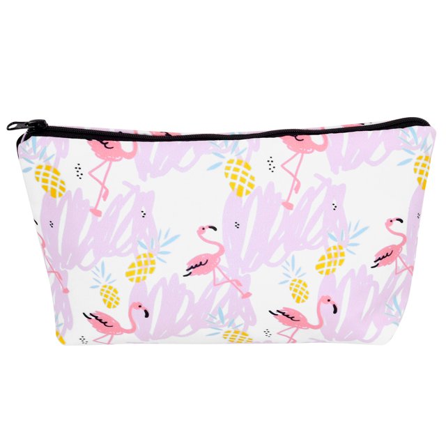 1 organizador de maquillaje con diseño de flamencos para mujer, ideal para viajes y almacenamiento al aire libre.