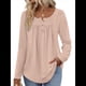 thumbnail image 4 of Camisas de Larga para Mujer, Conjuntos de Otoño, Cuello Redondo, Túnicas Casuales, Blusas de Moda, Ropa de Moda. Rosa S, 4 of 6
