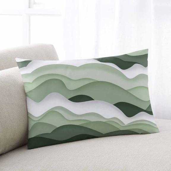 Sage Green Ombre Body Pillow Cover, Pillowcase Protectors with Zipper, Breathable Decorative Throw Pillow Case Cover, Modern Moire Geometric Abstract Pillow Shams for Couch Sofa 24x36Inch