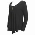 thumbnail image 3 of ZOELNIC Womens Casual Long Sleeve T-Shirt Solid Color Round Neck Layered Button Front Tunic Tops, M, 3 of 5