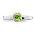 thumbnail image 4 of 925 Sterling Silver Stackable Expressions Cushion Cut Peridot Ring Size: 9; for Adults and Teens; for Women and Men, 4 of 5
