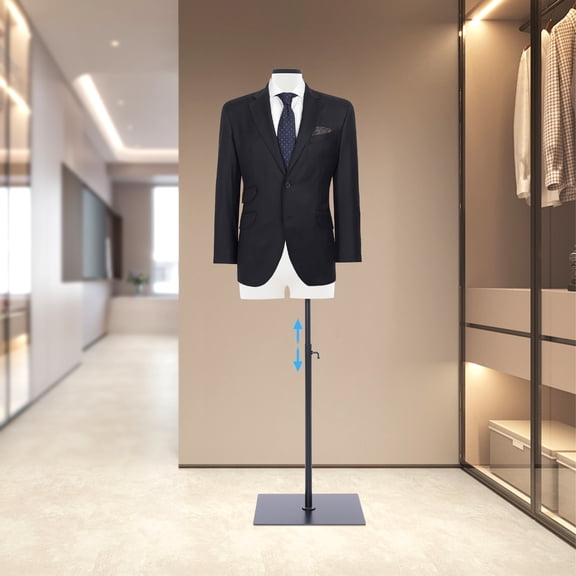 White PE Iron 83cm Male Dummy Model Height Adjustable Display Stand Men's Standing Model