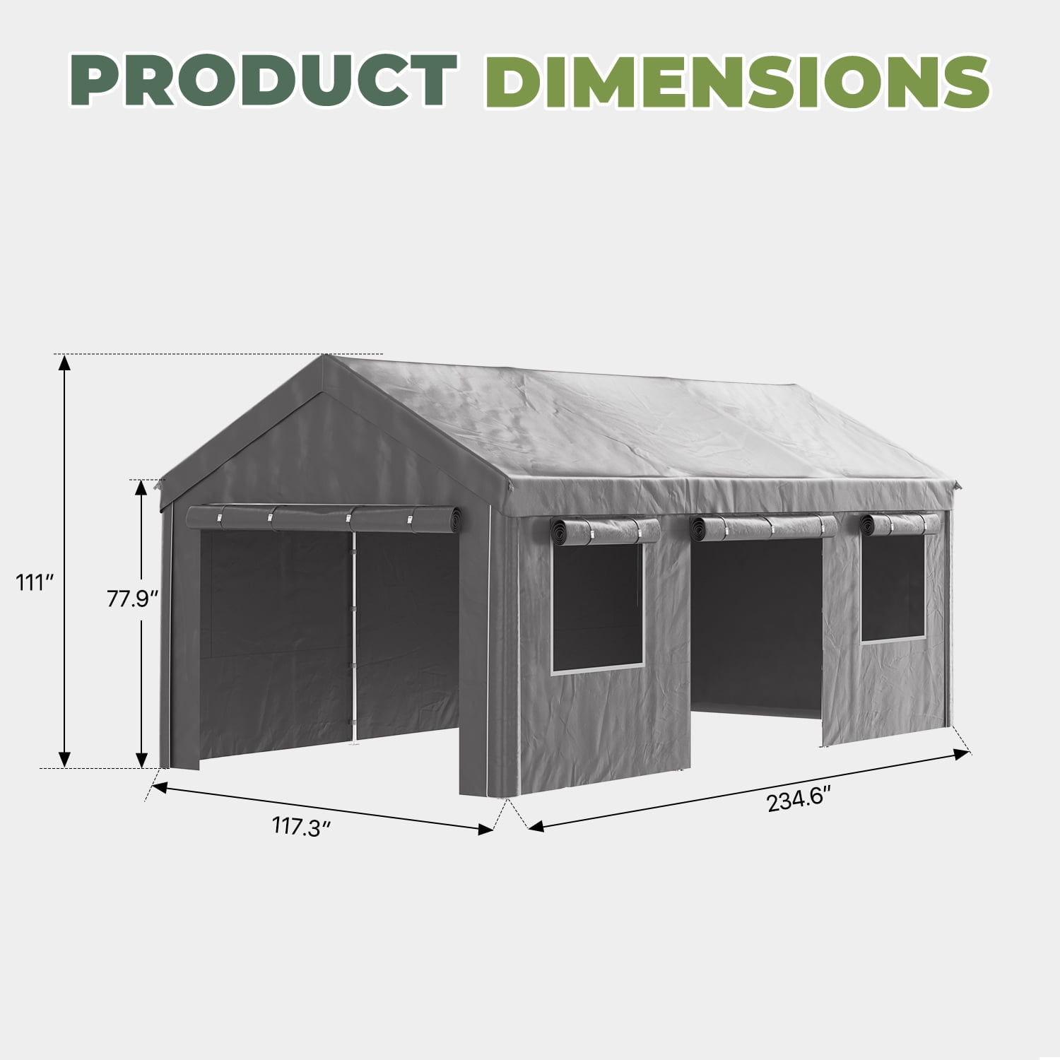 BaPiPro 10x20FT Grey Gable Top Carport, Multifunctional Outdoor Storage Shelter with All-Weather Metal Frame for Patio Vehicle Parking & Outdoor Gear Storage