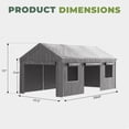 thumbnail image 5 of BaPiPro 10x20FT Grey Gable Top Carport, Multifunctional Outdoor Storage Shelter with All-Weather Metal Frame for Patio Vehicle Parking & Outdoor Gear Storage, 5 of 8