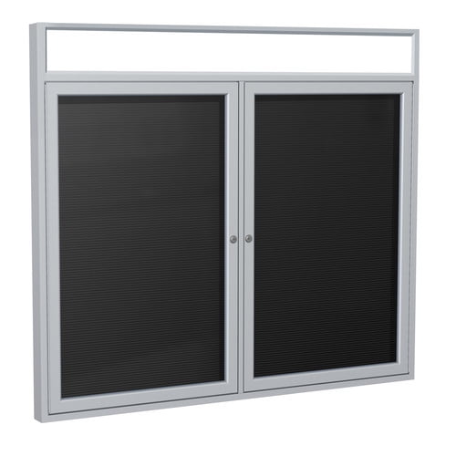 Ghent Ghent 2 Door Outdoor Enclosed Vinyl Letter Board with Bronze Aluminum Headliner Frame