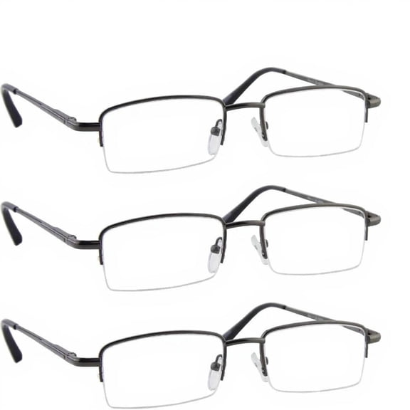 Reading Glasses 2.75 With Spring Hinges, Scratch Resistant Lenses and Lightweight Unisex Frame, Readers Foster Grant, Gunmetal, Count 3