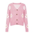 thumbnail image 4 of HUBERY Women Daisy Print Single-Breasted Long Sleeve Knitwear Cardigan, 4 of 6