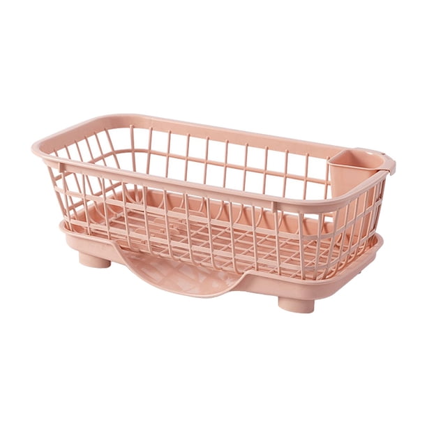 Escurreplatos ligero y compacto para utensilios de cocina, ideal para encimeras y hogar. rosa