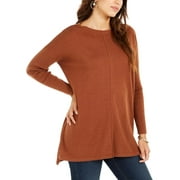 Style & Co Women's Petite Seam-Front Tunic Sweater Brown Size Petite Small