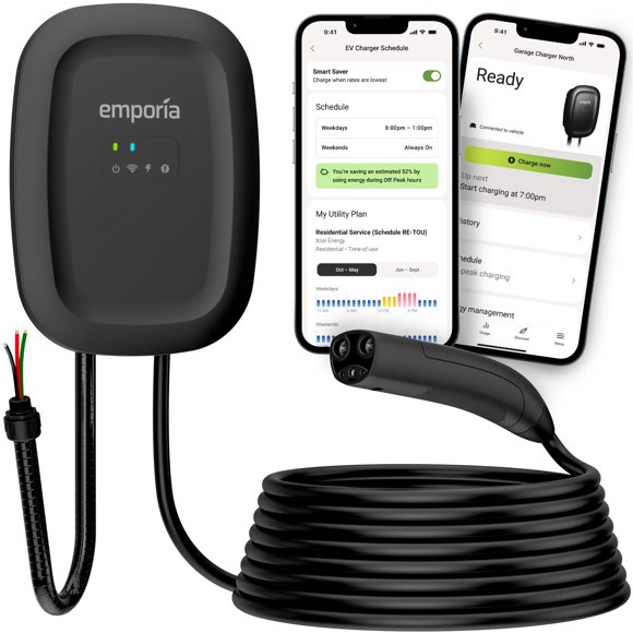 Cargador EV EMPORIA Nivel 2 48 A WiFi compatible con NACS Tesla