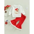 thumbnail image 3 of Autumn Christmas Kids Girls Suit 6M 12M 18M 24M 3Y 4Y Long Sleeve Cartoon Print Tops + Casual Bell-Bottoms Suit Xmas Clothes, 3 of 10