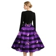 thumbnail image 4 of Womens Halloween Dress Pumpkin Costume Dresses Vintage Bat Print Dress A Line Dress Halloween Themed Plus Size Clothes Purple 5XL, 4 of 6