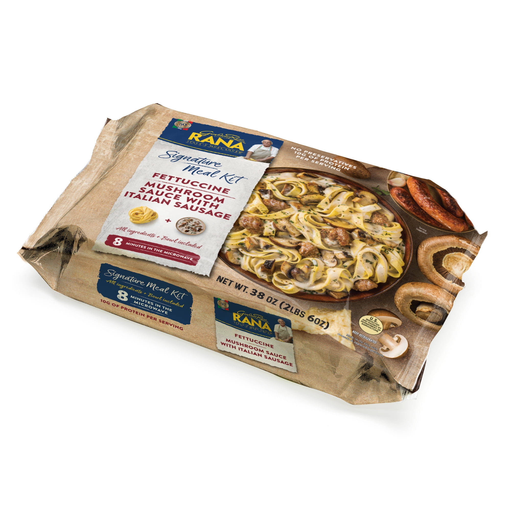 Giovanni Meal Mushroom (Family Homestyle Kit Fettuccine Size, Tray Rana & Sausage Premium 38oz)