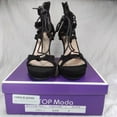 thumbnail image 4 of Top Moda Pebble-2 Women's Open Toe Lace Up Cut-Out Heel Platform Gladiator Nubuck Sandals Black 7, 4 of 7
