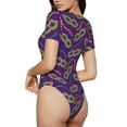 thumbnail image 3 of Naloa Carnival Masks and Beads Women's Short-Sleeved Onesie, One-Piece Swimsuit for Parties, dates, clubs - X-Large, 3 of 9