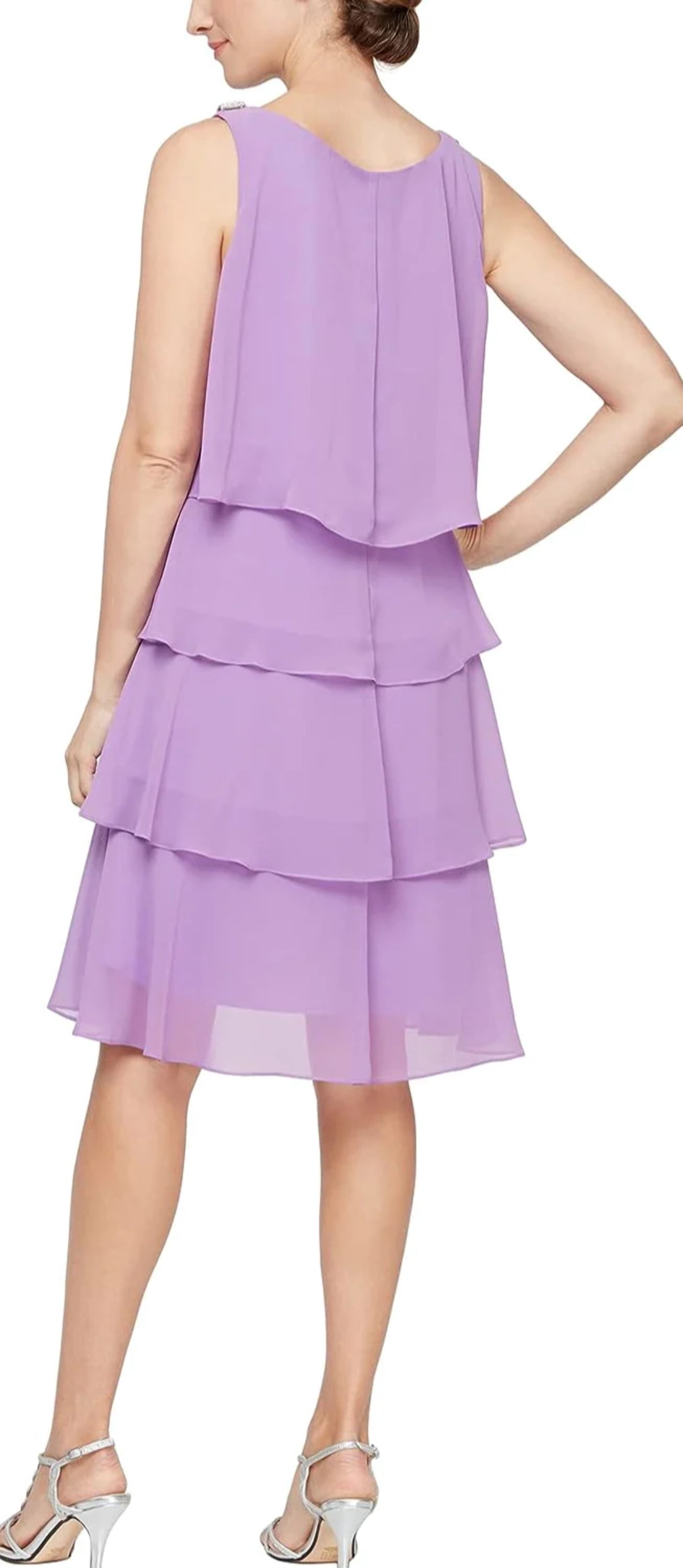 SLNY Womens Chiffon Sleeveless Cocktail And Party Dress