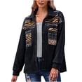thumbnail image 2 of Pntutb Mujeres Estampado Costura Casual Manga Larga Bolsillo Suelto Solapa Rebeca Chaqueta Abrigo Liquidación Pntutb Pntutb-3945, 2 of 9