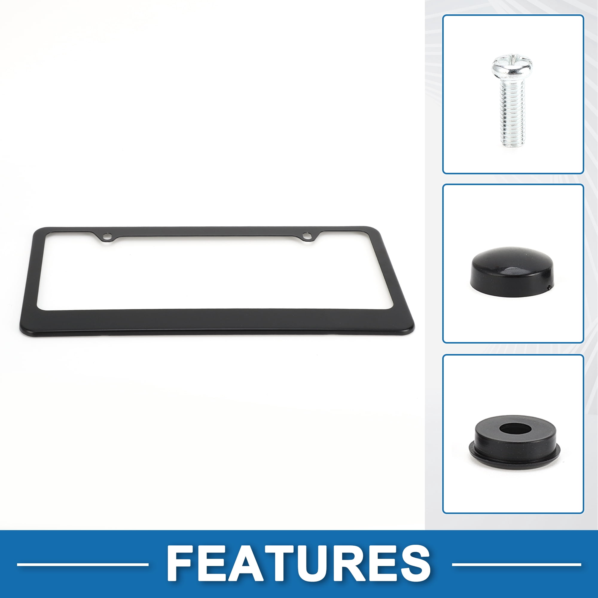 Unique Bargains Stainless Steel License Plate Holder Durable Mirror Polished Black