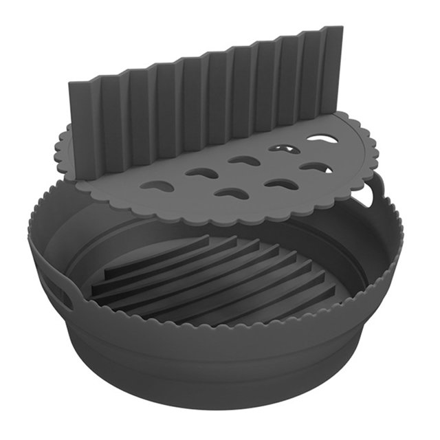 Kuymtek Forro Silicona para Freidora Aire 8 Pulgadas Herramientas Plegables para Hornear en Microondas (negro)