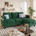 thumbnail image 2 of Sobaniilo Convertible Sectional Sofa Couch, Modern Linen Fabric L-Shaped 3-Seat Sofa Sectional with Reversible Chaise for Small Space (Green), 2 of 9