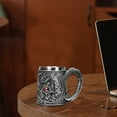 thumbnail image 4 of Medieval Dragon Mug 450ml 3D Embossed Resin Stainless Steel Lined Vintage Beer Cup Mythical Western Gothic Home Decor Halloween Party Gift, 4 of 5