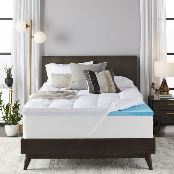 Sleep Innovations 4-inch Dual Layer Gel Memory Foam Mattress Topper, King, Enhanced Support