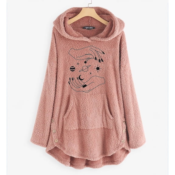 Vedolay Womens Tops Womens Oversized Sweatshirts Pullover Hoodies Sweaters Long Sleeve with Pockets,Pink M