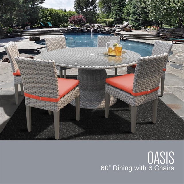 Monterey Table à Manger de Patio Extérieur 60 Pouces avec 6 Chaises Sans Accoudoirs