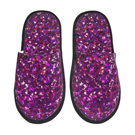 

Rateoe Colourful Glitter Pattern Fuzzy Slippers Fuzzy Soft House Slippers Plush Furry Warm Cozy Open Toe Fluffy Home Shoes-Medium