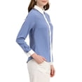 thumbnail image 4 of INSPIRE CHIC Women's Color Block Button Down Long Sleeve Work Shirt S Blue, 4 of 7