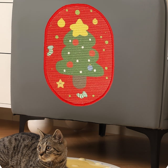 Juguetes Navideños Verdes para Gatos | Rascador Vertical de Sisal para Pegar En La Pared | Material Textil | 48 X 35 X 0,8 Cm | 200 G