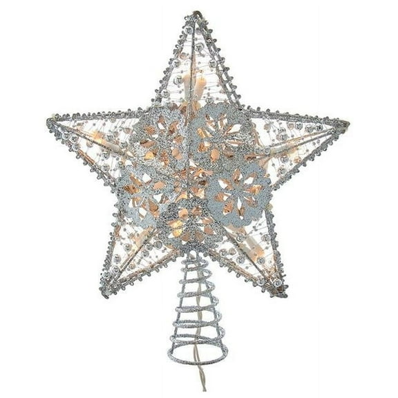 Kurt Adler UL0913S 10 in. 20-Light Star Tree Topper, Silver