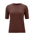 thumbnail image 4 of Women Short Sleeve Sweater Crewneck Pullover Lightweight Knitting Shirts Wool Blend Basic Outfits Fall Fashion Workwear Trendy Casual Sweaters Business Comfy Blouses Clothing, 4 of 6