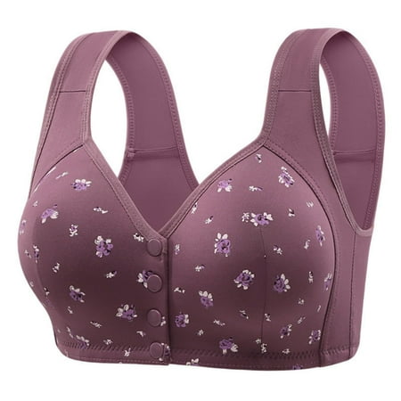Black of Friday Deal Clearance Staron Womens Bras No Underwire Front Closure Bras Comfortable Stretch Bras Wireless Front Button Bra Plus Size Bras