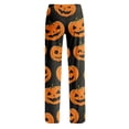 thumbnail image 5 of Domzest Halloween Pajama Pants for Women Pumpkin Ghost Bat Print Drawstring Elastic Waisted Sleepwear Wide Leg Funny Pajama Bottoms Yellow XXL, 5 of 5