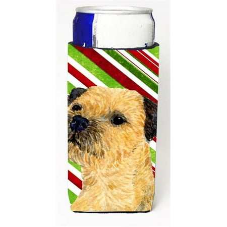 

Border Terrier Candy Cane Holiday Christmas Michelob Ultra bottle sleeves For Slim Cans - 12 oz.