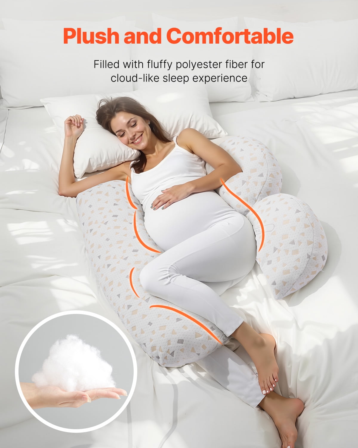 VEVOR Pregnancy Pillows for Sleeping, Adjustable Maternity Pillow for Pregnant Women, Soft Pregnancy Body Pillow with Removable & Washable Cover for Back Belly Hip Support, Lightweight