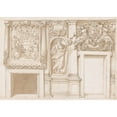 thumbnail image 2 of Marco Marchetti 24x18 Black Ornate Framed Double Matted Museum Art Print Titled: Design for a Wall Decoration with Apollo and the Muses, a Figure of Astronomy, and the Coat-Of-Arms, 2 of 5