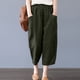 thumbnail image 2 of Moda Mujer Verano Casual Suelto Algodón Y Lino Bolsillo Sólido Pantalones Pantalones Odeerbi ODB-6, 2 of 9