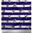 thumbnail image 1 of Soimoi Blue Poly Georgette Fabric Stripe & Flying Swift Bird Decor Fabric Printed Yard 42 Inch Wide, 1 of 3