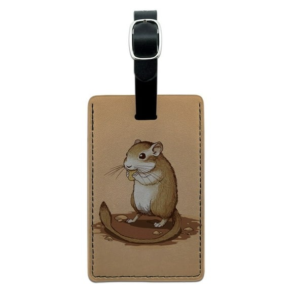 Gerbil Cute Rodent Pet Rectangle Leather Luggage Card Suitcase Carry-On ID Tag