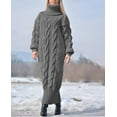 thumbnail image 1 of Robe Maxi Tricotée d'Hiver pour Femmes à Manches Longues et Col Montant, 1 of 2