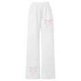 thumbnail image 5 of JIAYUE Kids Girls Valentines Day Slacks Bowknot Print High Waisted Straight-Leg Long with Drawstring Girlfriend Trousers For Children Streetwear Wear, 5 of 9