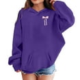 thumbnail image 4 of Weebloom Cute Toddler Girls Hoodies Bow Long Sleeve Hoodies Sweatshirt Tops Pullover With Pocket Dark Purple 3-4 Years, 4 of 6