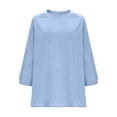 thumbnail image 6 of QETYUW 3/4 Sleeve Shirts for Women Solid Color Crew Neck Shirt Loose Fit Comfy Tops Summer Casual T-Shirts Sky Blue XXL, 6 of 8
